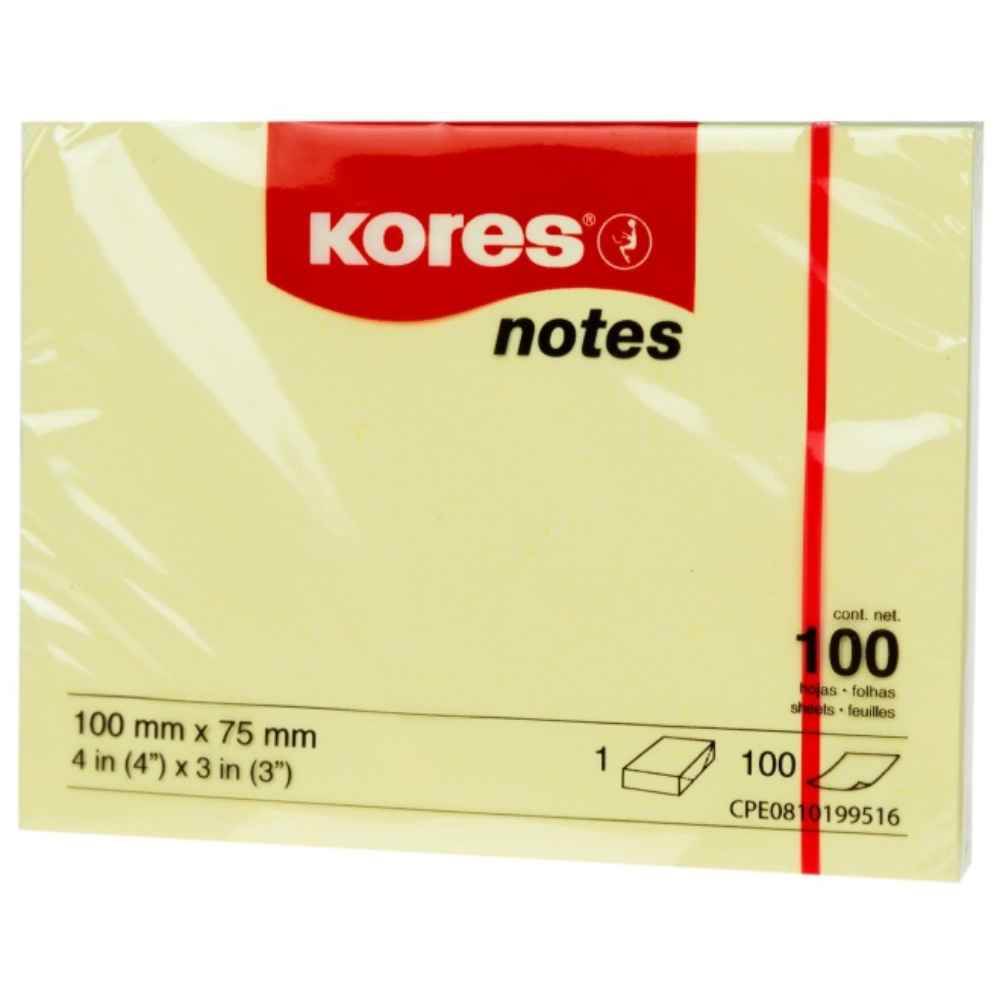 vertical file holders Notite adezive 75x100mm, galben pal kores krs4203