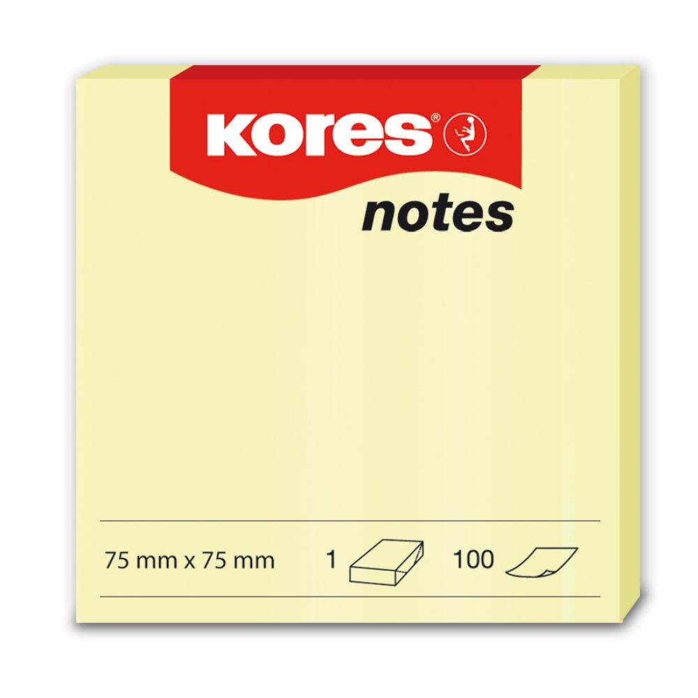 vertical file holders Notite adezive kores, galben, 75x75mm, 100file krs4201