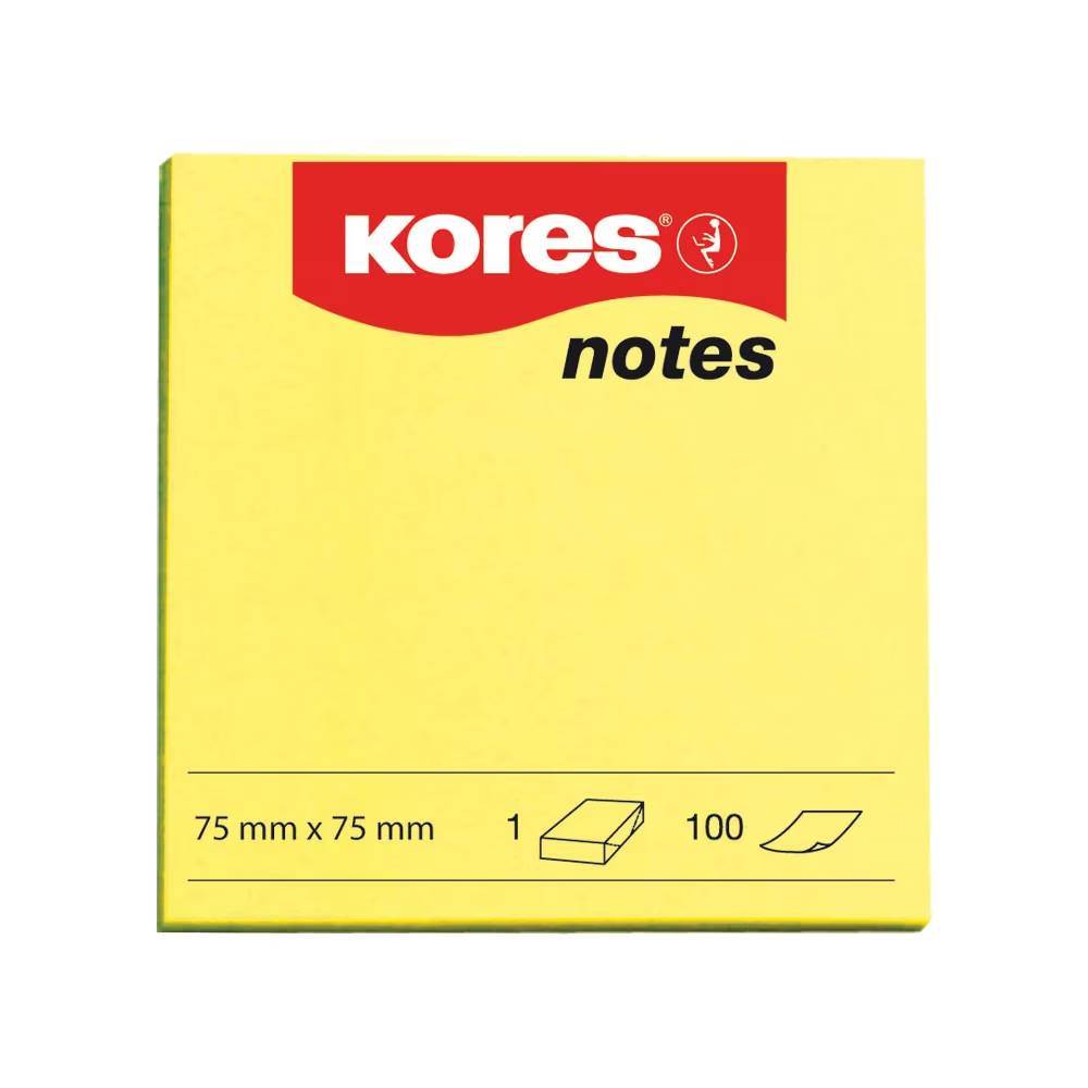vertical file holders Notite adezive kores, galben intens, 75x75mm, 100file krs4211