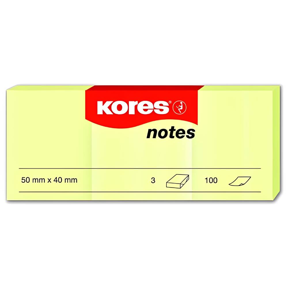 vertical file holders Notite 50x40 adezive mm galben 3 bucati / set kores