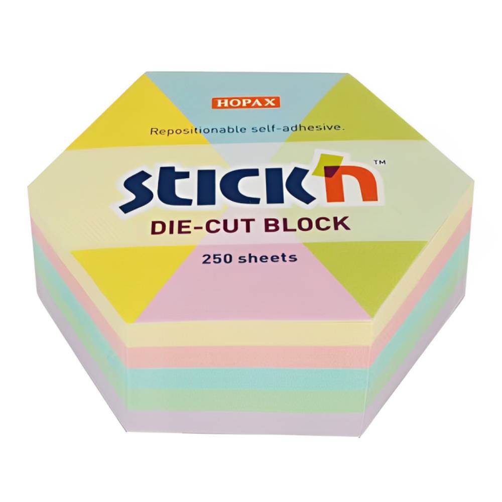 culori pastel Notes autoadeziv die-cut hexagon 61 x 70 mm 250 file stick n 5 culori pastel