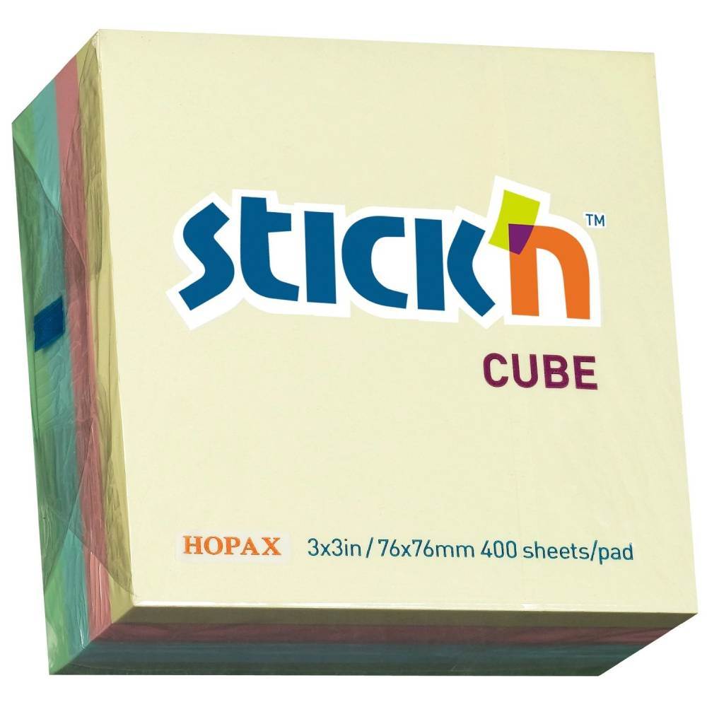 preț metru cub beton Cub notite adezive 76x76mm, 4 cul pale, 400file, stick'n