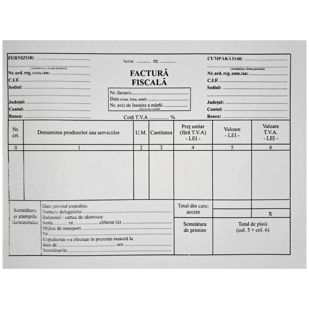 Facturier a5 cu tva autocop 3ex 150file