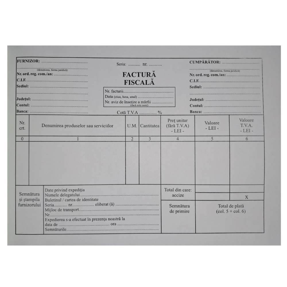 Business Forms & Receipts Facturier a5 cu tva autocop 3ex 100file