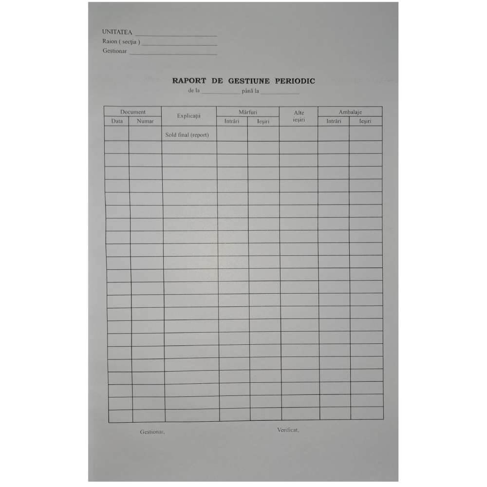 raport a/g Raport de gestiune periodic a4 100 file f