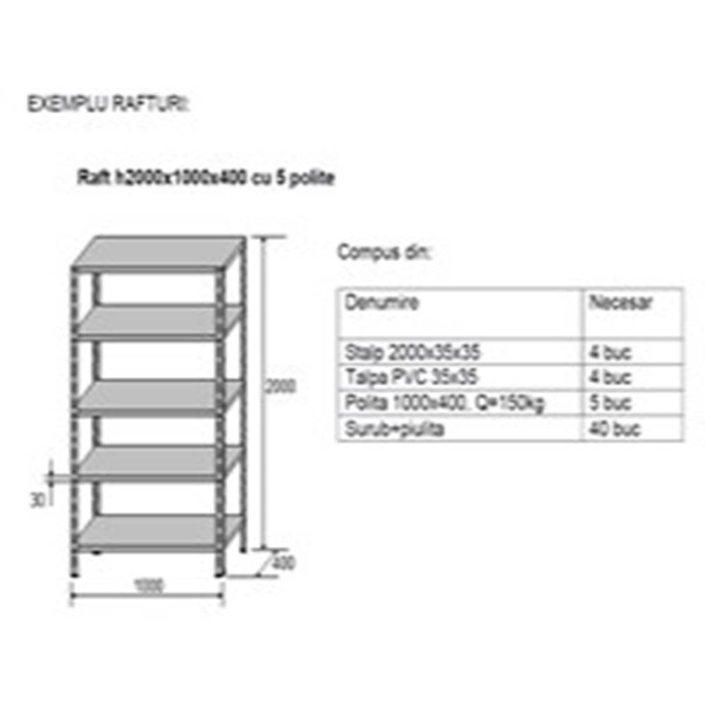 saltele dormeo 180/200 Raft metalic gri 5 polite metal 180 kg/polita 200x80x60 cm montaj cu surub