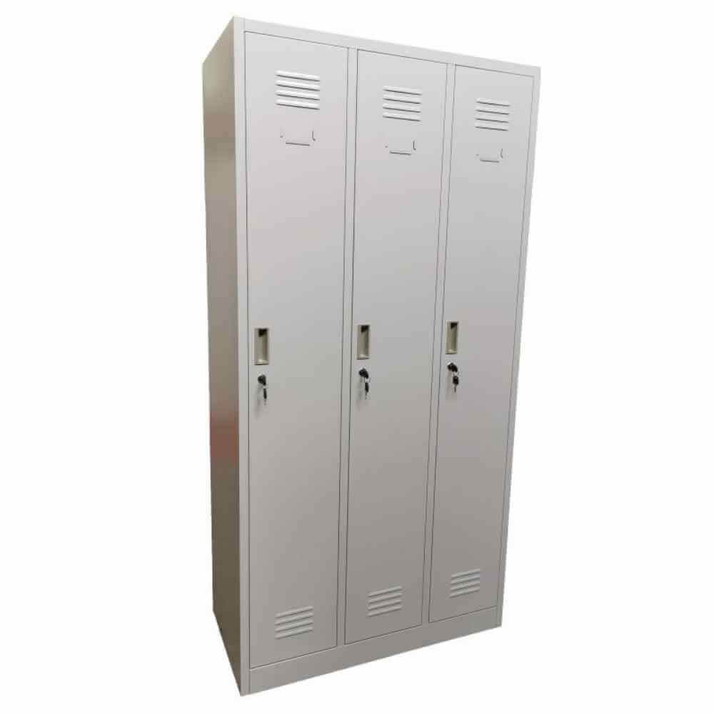 umerase Vestiar metalic, 3 compartimente, bara umerase, 900x450x1800mm, gri, b801/8 b4u, montat