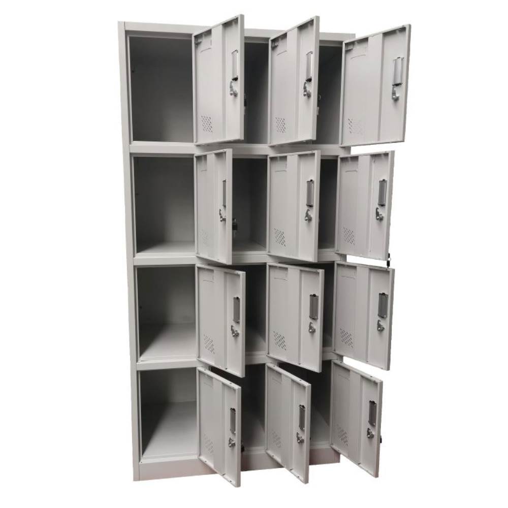 incuietoare inteligenta Vestiar metalic, 12 compartimente 3x4, 900x500x1800mm, gri, b808 b4u