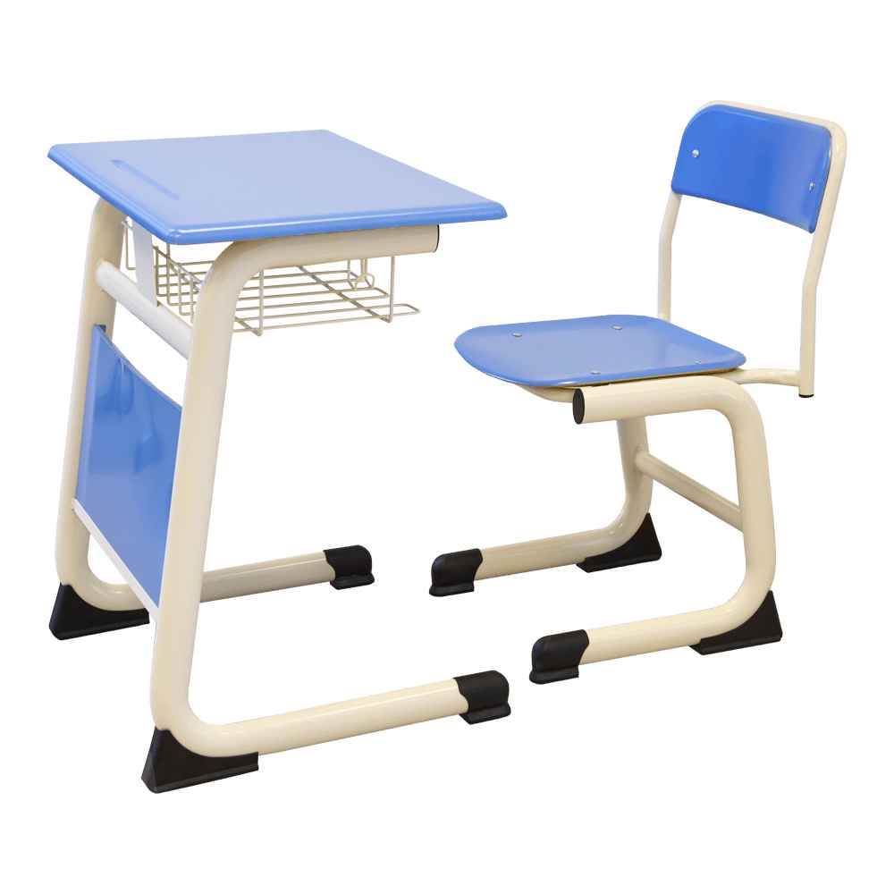 Banci, scaune, mese - Set banca scolara individuala fixa werzalit albastru 650x450xh750 mm si scaun B4U, depozituldns.ro
