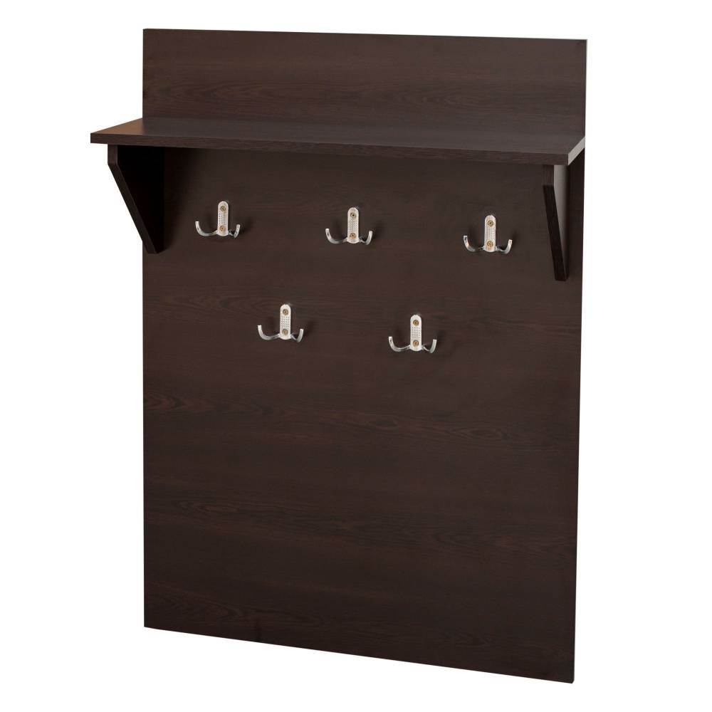 Cuier pal de perete cu 10 agatatori sonoma inchis, 700 x 215 x 1000 mm