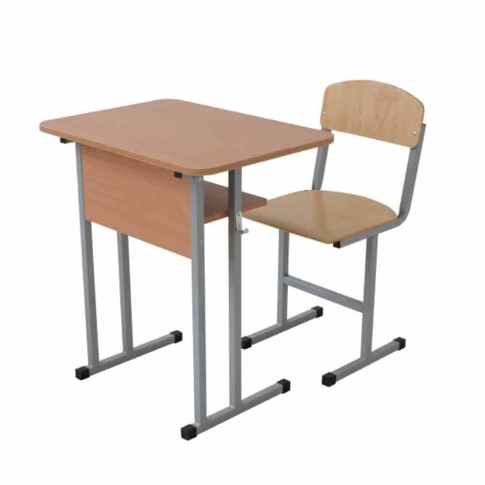 Banci, scaune, mese - Set banca scolara individuala fixa lemn cadru rectangular 700x500xh760 mm si scaun B4U, depozituldns.ro