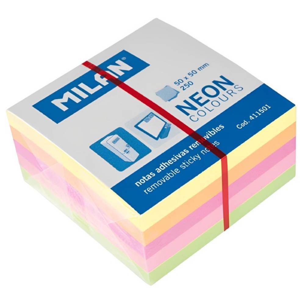 aragaz 50/50/85 Bloc notes adeziv cub 50 x 50 5 culori neon milan