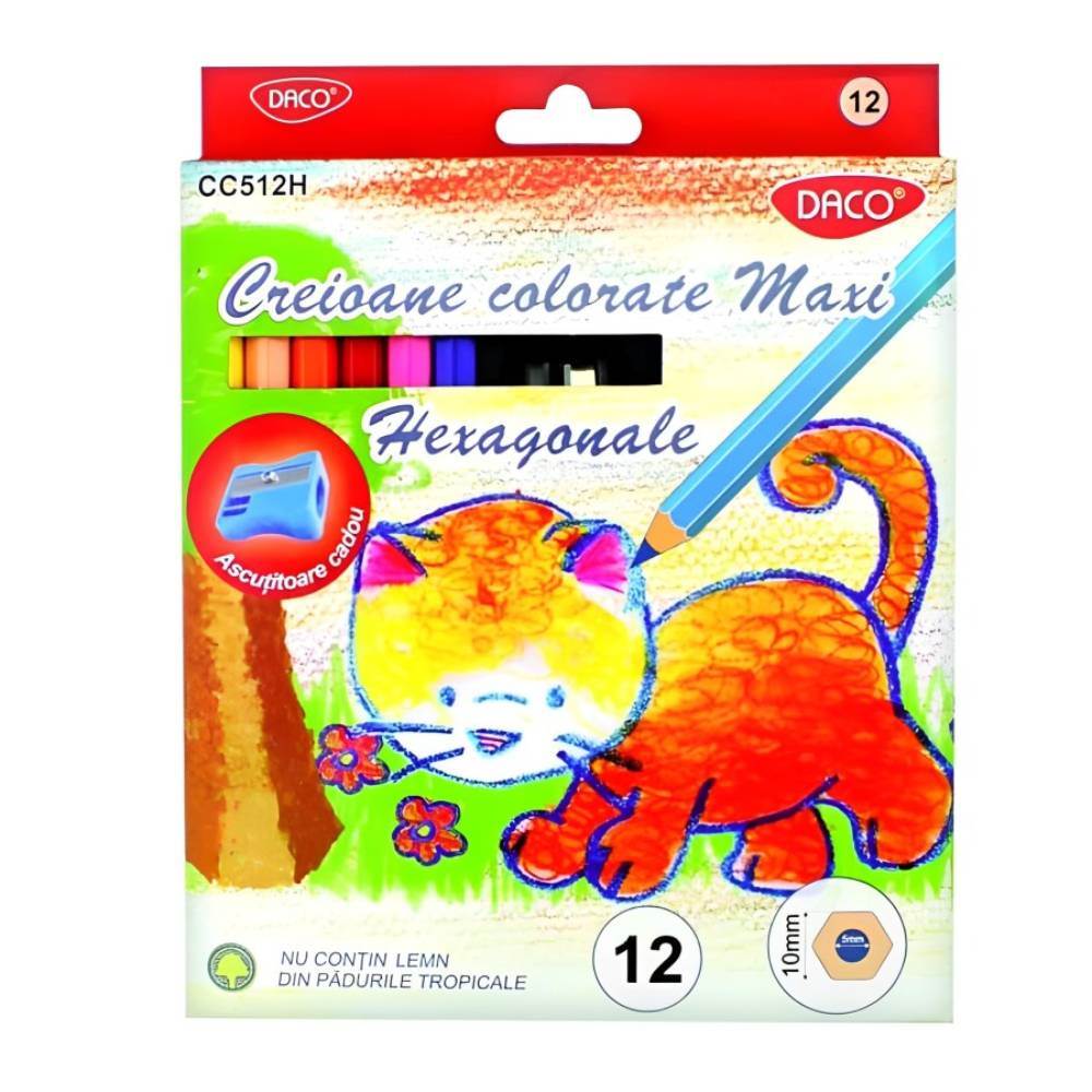 Pens & Pencils Creioane colorate corp hexagonal 12 culori/set maxi daco