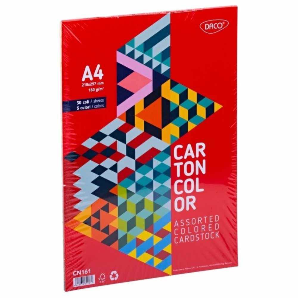 Carton a4 mix 5 culori, 160g, 30 coli/top, daco