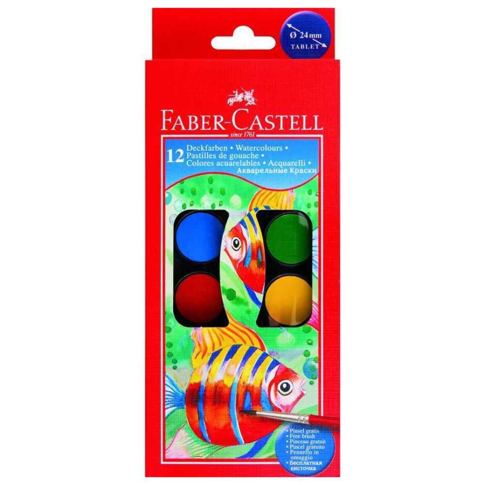 Acuarele cu paleta si pensula 24mm 12 cul/set faber castell