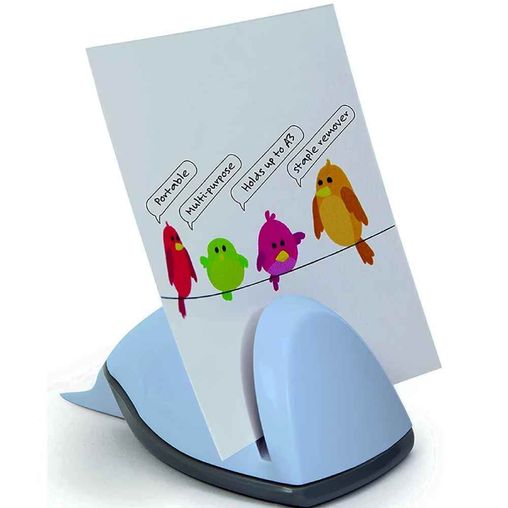 Suport curbat hartie din plastic pvc cu decapsator incorporat albastru rapesco