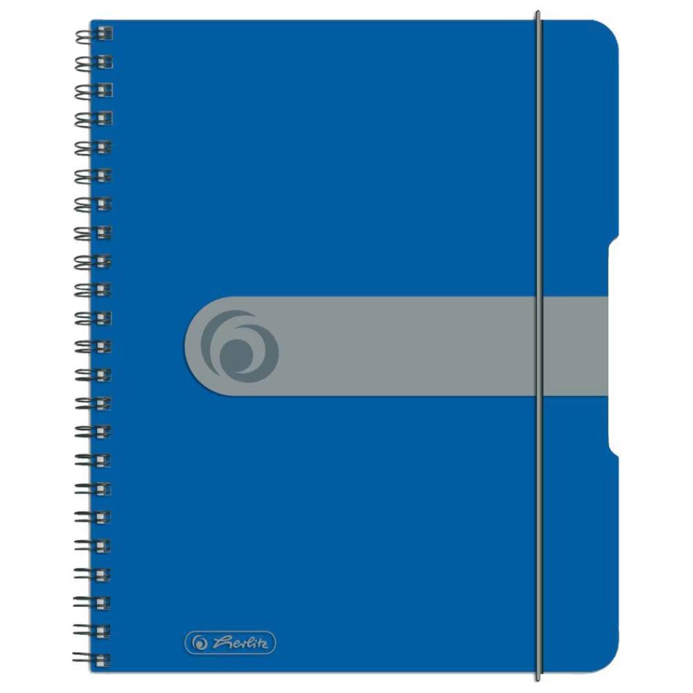 Caiet a5 80 file cu spira si elastic coperta plastic matematica albastru herlitz