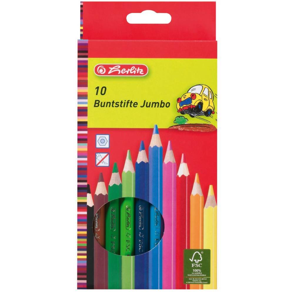 mașinuțe electrice pentru copii jumbo Creioane colorate jumbo 10 culori/set herlitz
