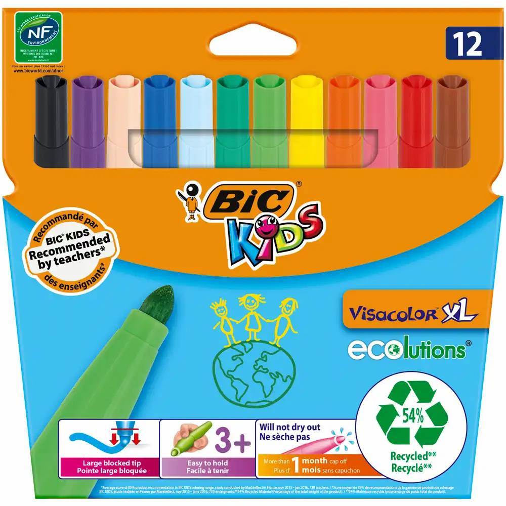 markere pe bază de alcool Markere pentru colorat lavabile 12 culori/set p12 visacolor xl bic