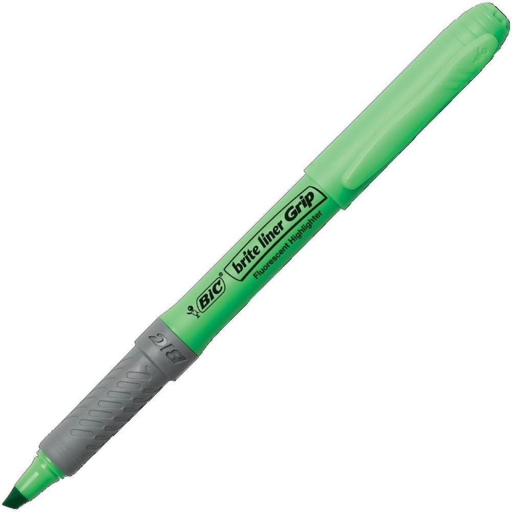 creează un text nonliterar despre o invenție Text marker varf tesit verde brite liner grip bic