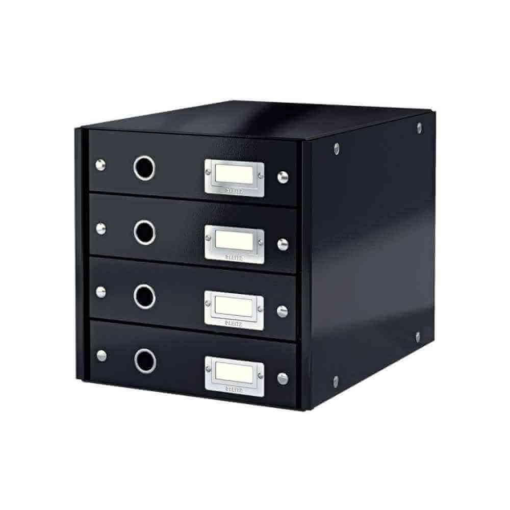 congelator cu sertare a+++ Suport birou cu sertare leitz wow click & store, 4 sertare, carton laminat, a4, negru