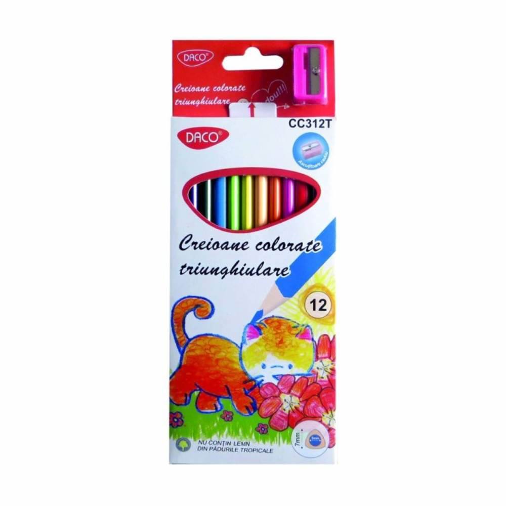 Pens & Pencils Creioane colorate corp triunghiular 12culori i/set daco