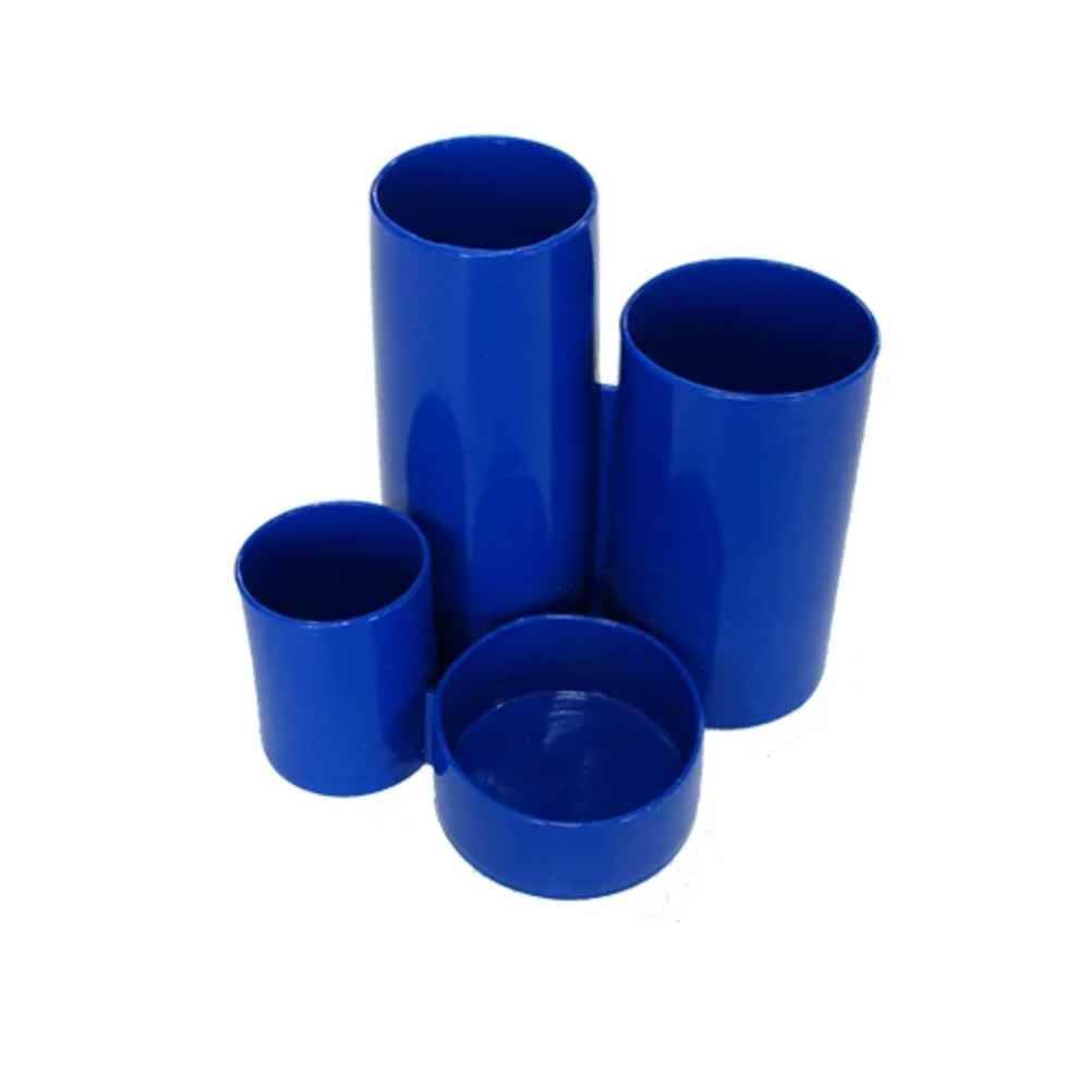 Suporturi accesorii birou - Suport de birou instrumente de scris cilindric 4 compartimente din plastic albastru FLARO, depozituldns.ro