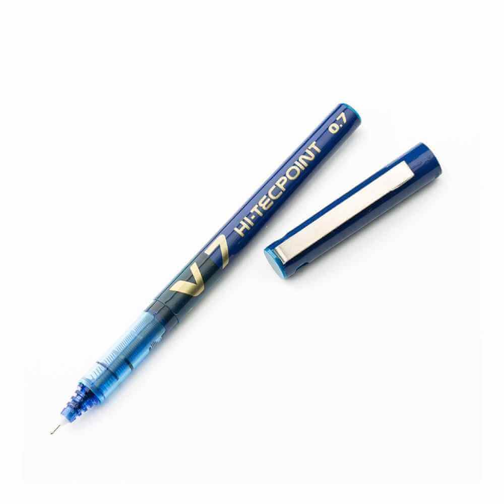 Pens & Pencils Roller cu gel cerneala varf 0.7 mm pilot v7 hi-tecpoint albastru