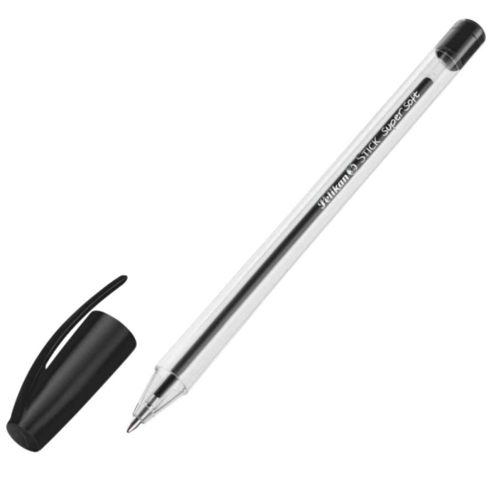 Pens & Pencils Pix unica folosinta cu capac corp plastic transparent negru super soft pelikan