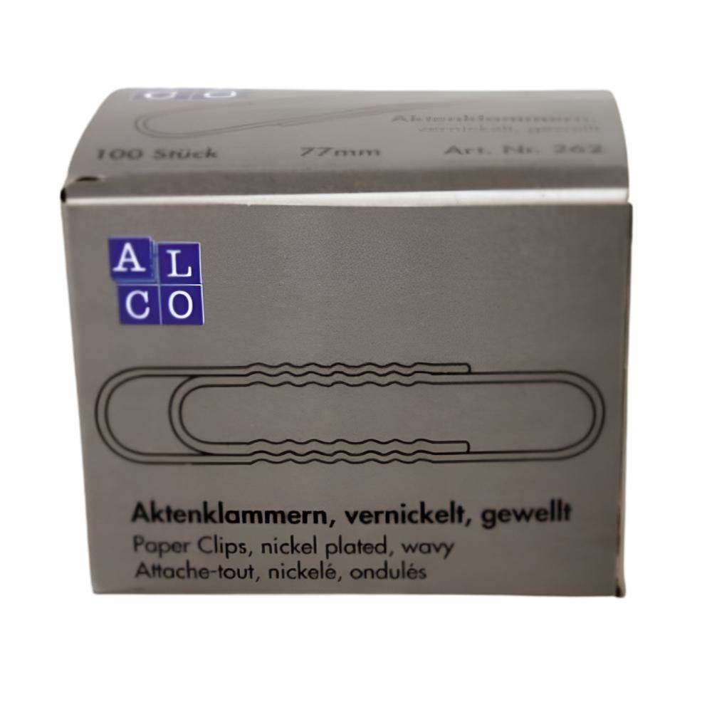 Agrafe de birou nichelate ondulate 77 mm 100 buc/cutie alco