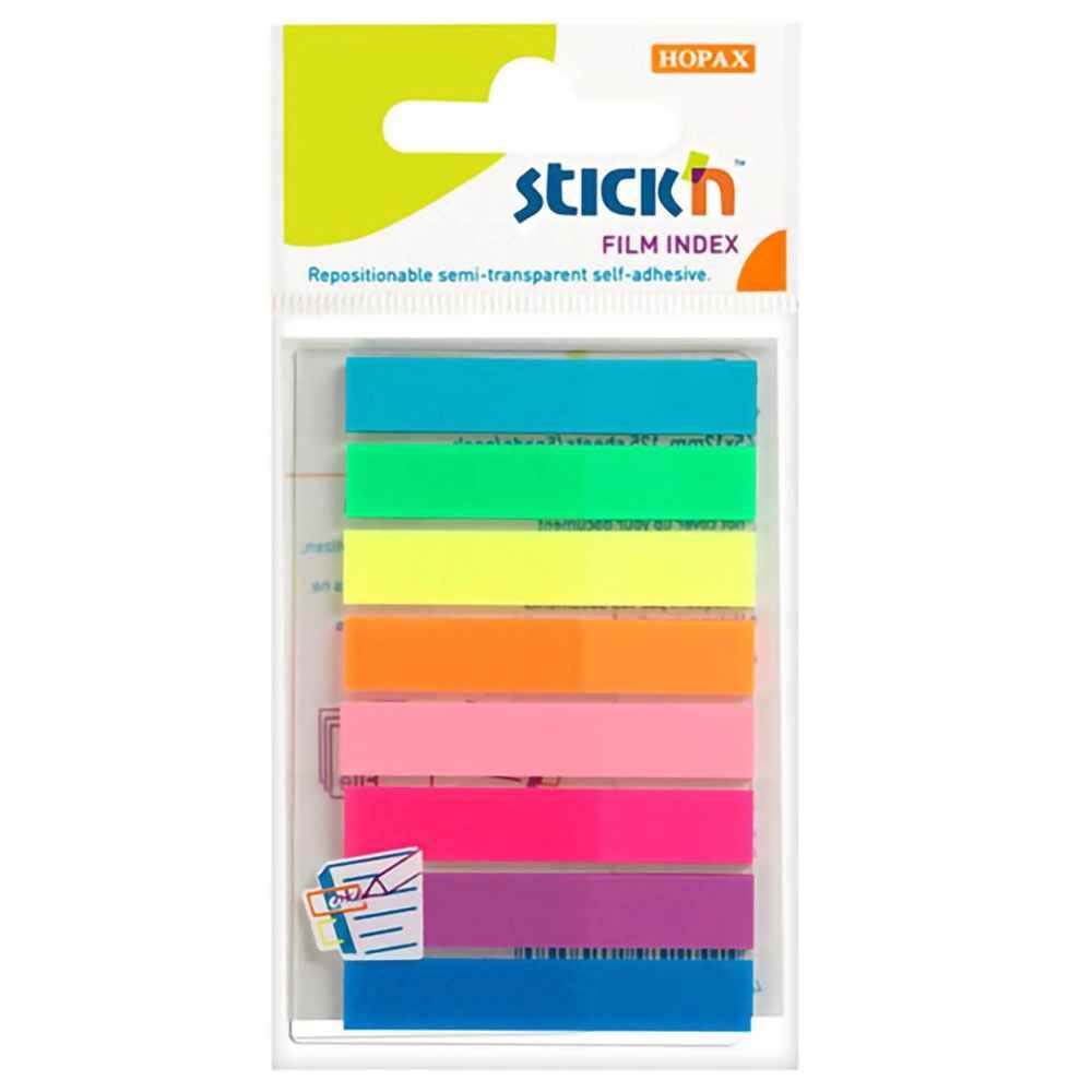 Index adeziv din plastic 45 x 8 mm 8 x20 culori/set neon hopax