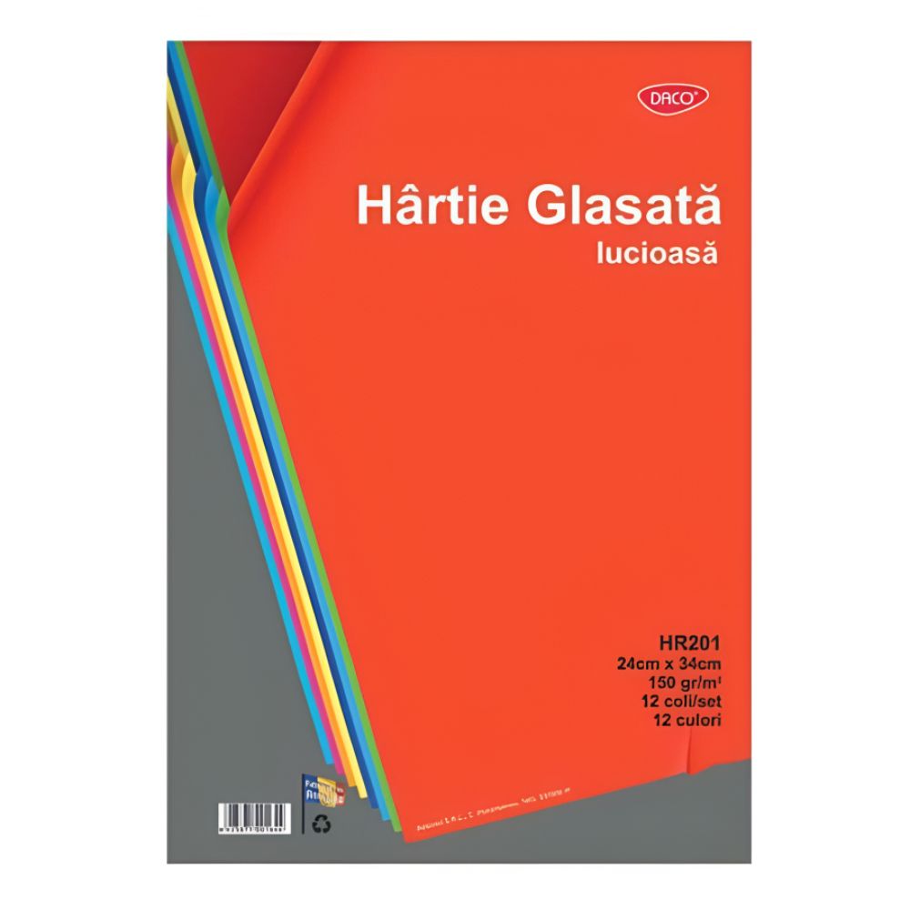 Hartie glasata lucioasa 24x34cm 12 file/set daco