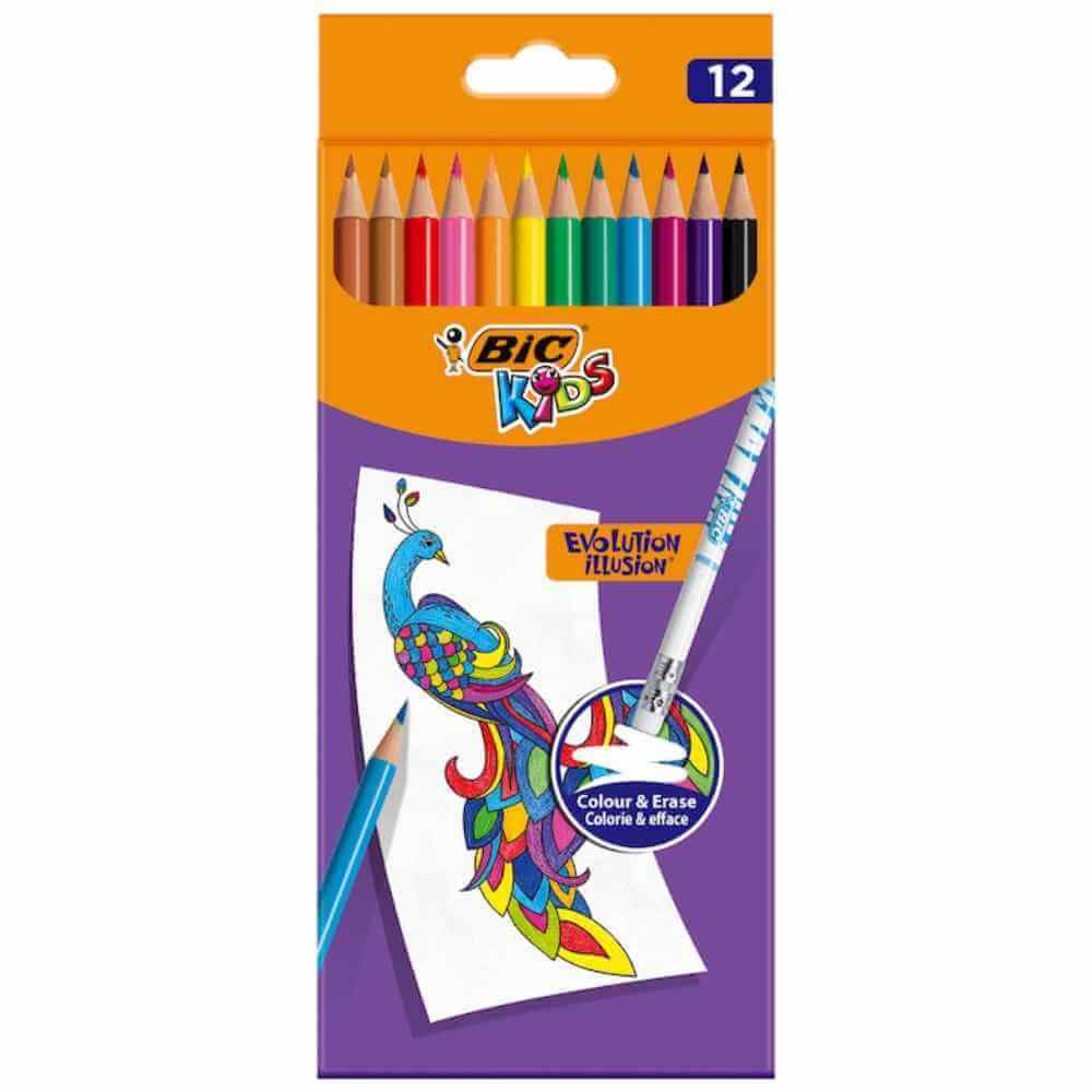 Pens & Pencils Creioane colorate 12 buc/set p12 evolution illusion bic