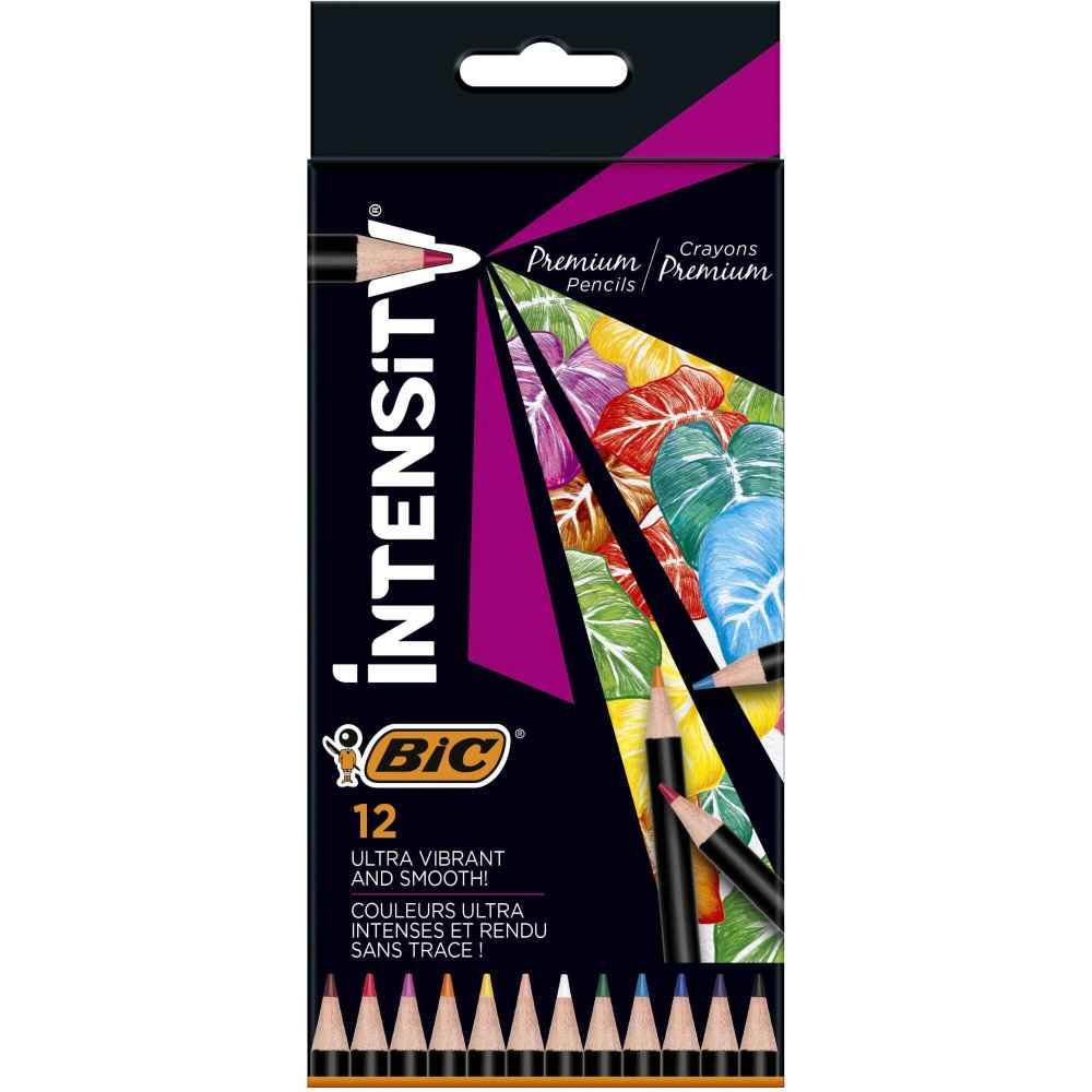 Pens & Pencils Creioane colorate din lemn 12 buc/set p12 intensity premium bic