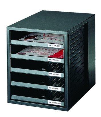 Suport din plastic pentru documente cu 5 sertare negru han