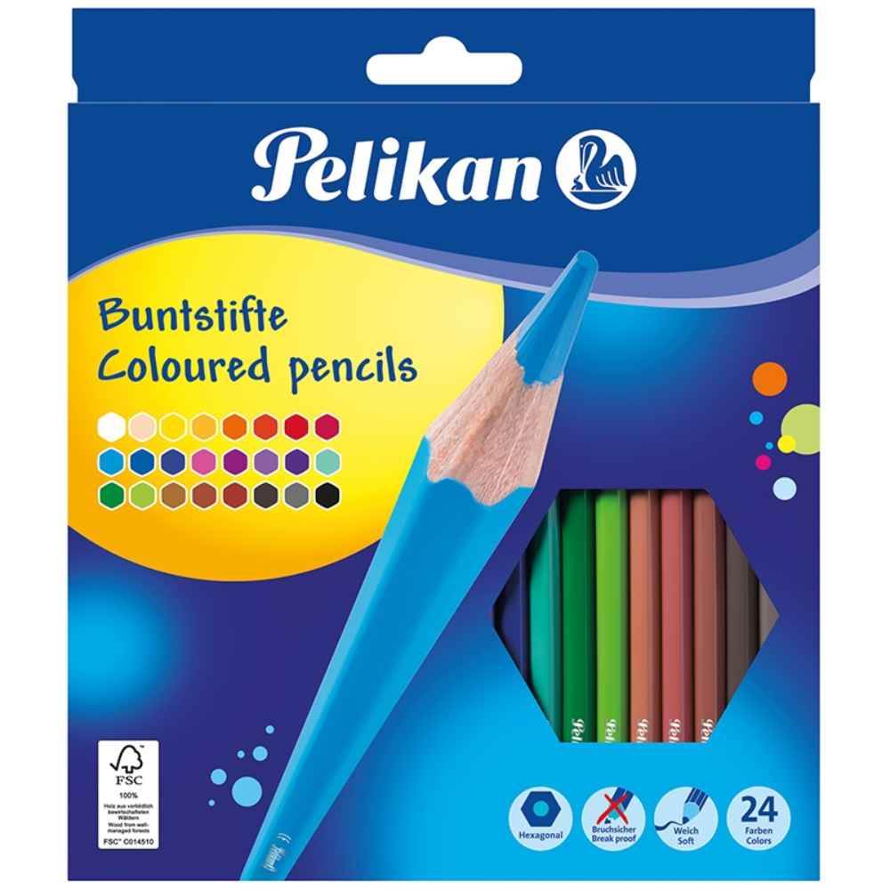 Pens & Pencils Creioane colorate corp hexagonal lacuit 24 culori/set pelikan