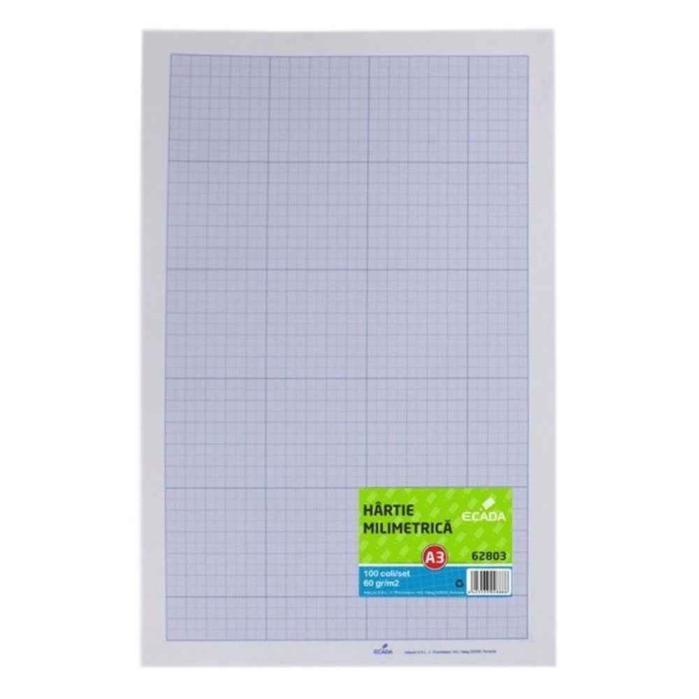 Hartie milimetrica a3, 100coli/top ecada