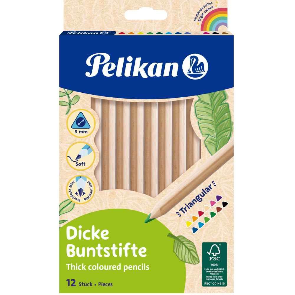 covoare groase și pufoase Creioane colorate natur groase 12 cul/set pelikan