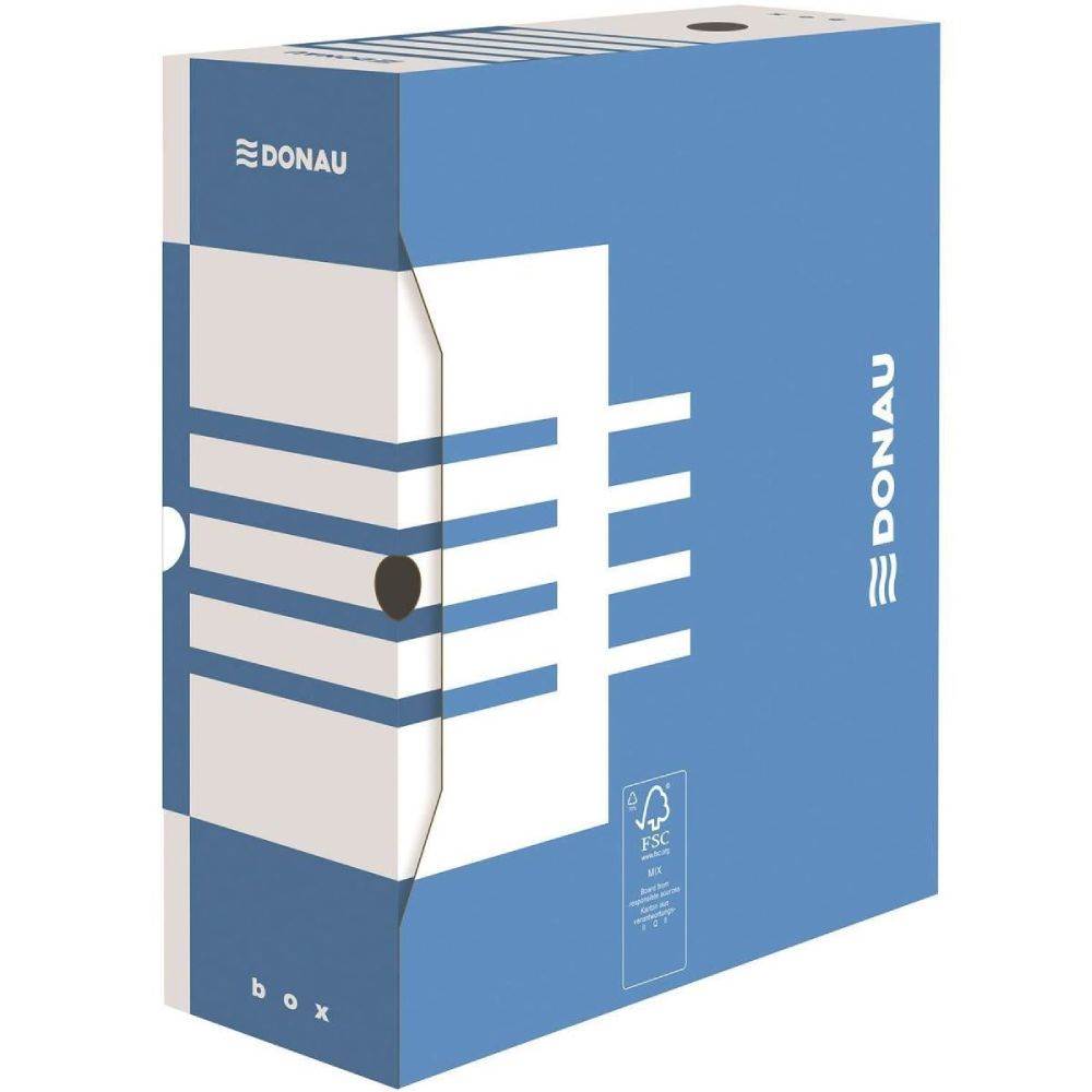 ph metru Cutie arhivare, carton, cotor 12 cm, 120 x 340 x 297 mm, albastru, donau