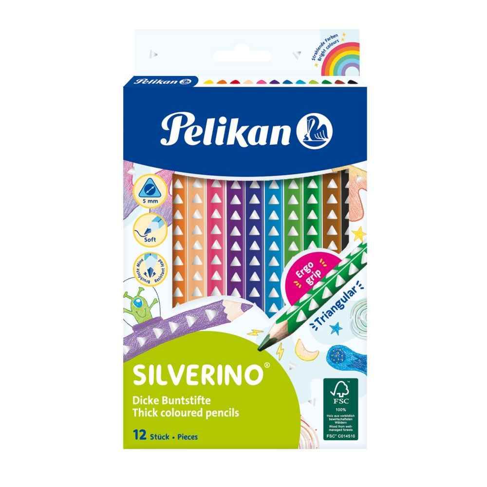 covoare groase și pufoase Creioane colorate lacuite groase 12 cul/set silverino pelikan