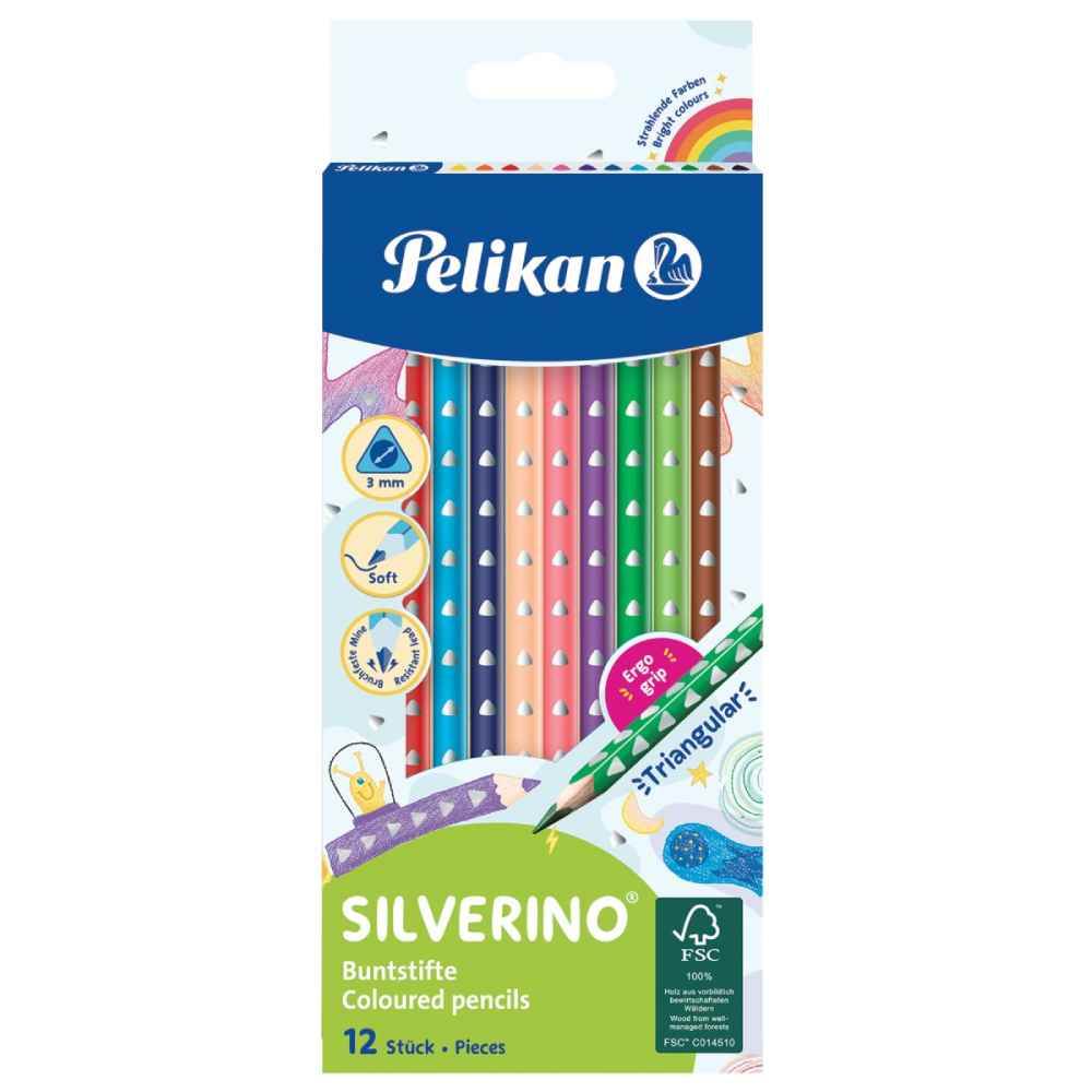 Pens & Pencils Creioane colorate lacuite 12 cul/set silverino pelikan