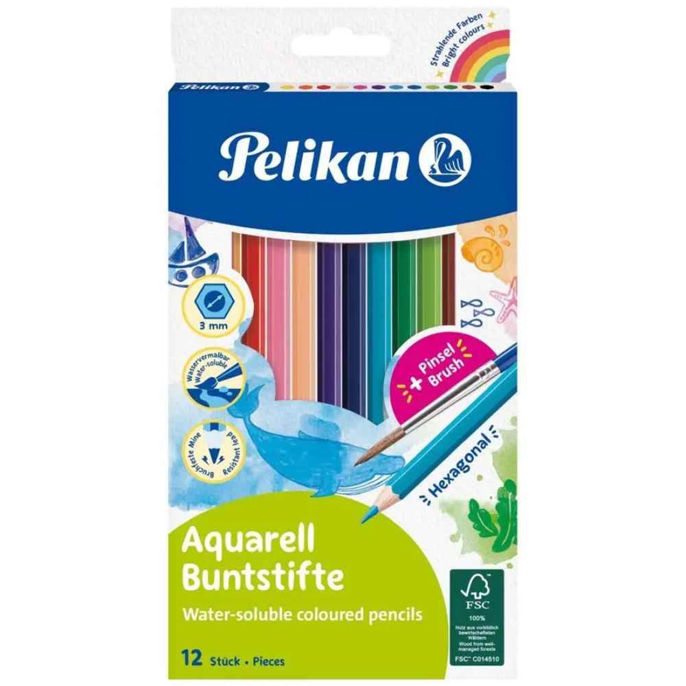 fibre solubile Creioane colorate lacuite 12 cul/set solubile in apa pelikan