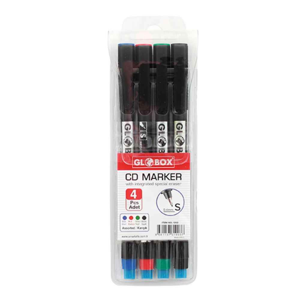 Pens & Pencils Marker pentru cd cu guma ohp permanent 0.4mm s 4 culori/set globox