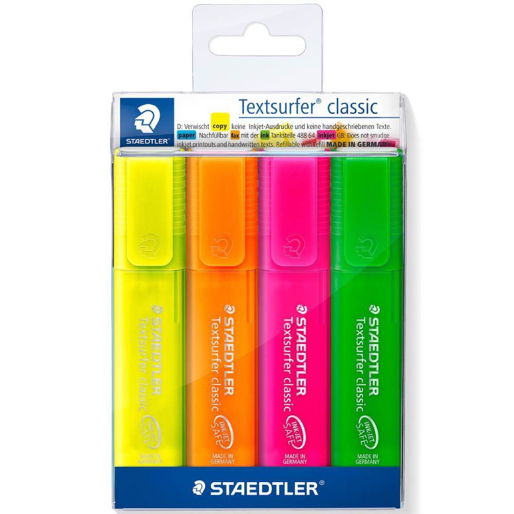 Office Instruments Textmarker corp dreptunghiular varf tesit 5mm 4culori/set staedtler