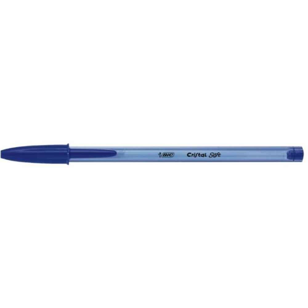 Pens & Pencils Pix unica folosinta cu capac corp pvc transparent bic cristal soft albastru