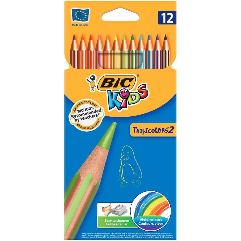 Promo 12 Crayons De Couleurs Tropicolors Bic chez Aldi