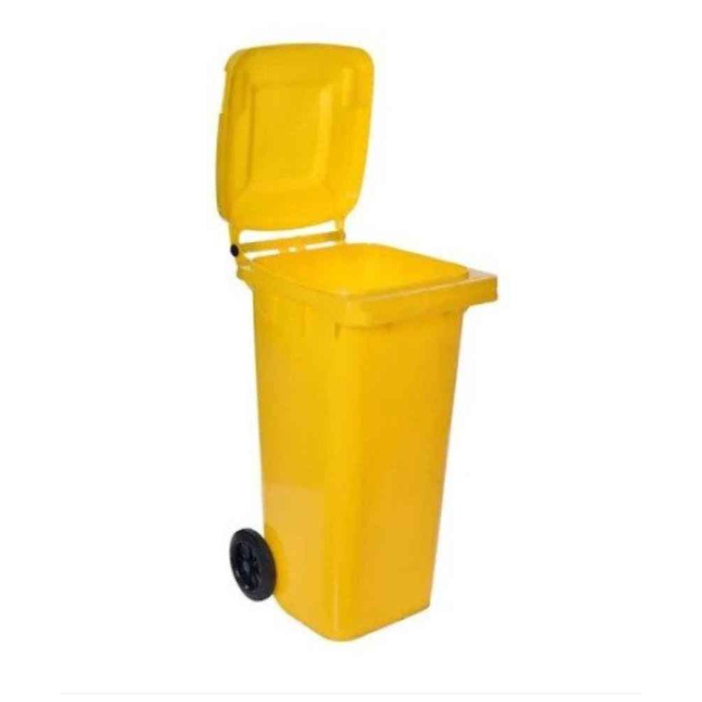 rolator (cadru de mers) cu 4 roti Pubela 60l galbena cu roti