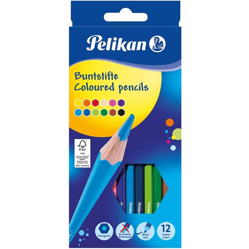 Pens & Pencils Creioane colorate corp hexagonal lacuit 12 culori/set pelikan