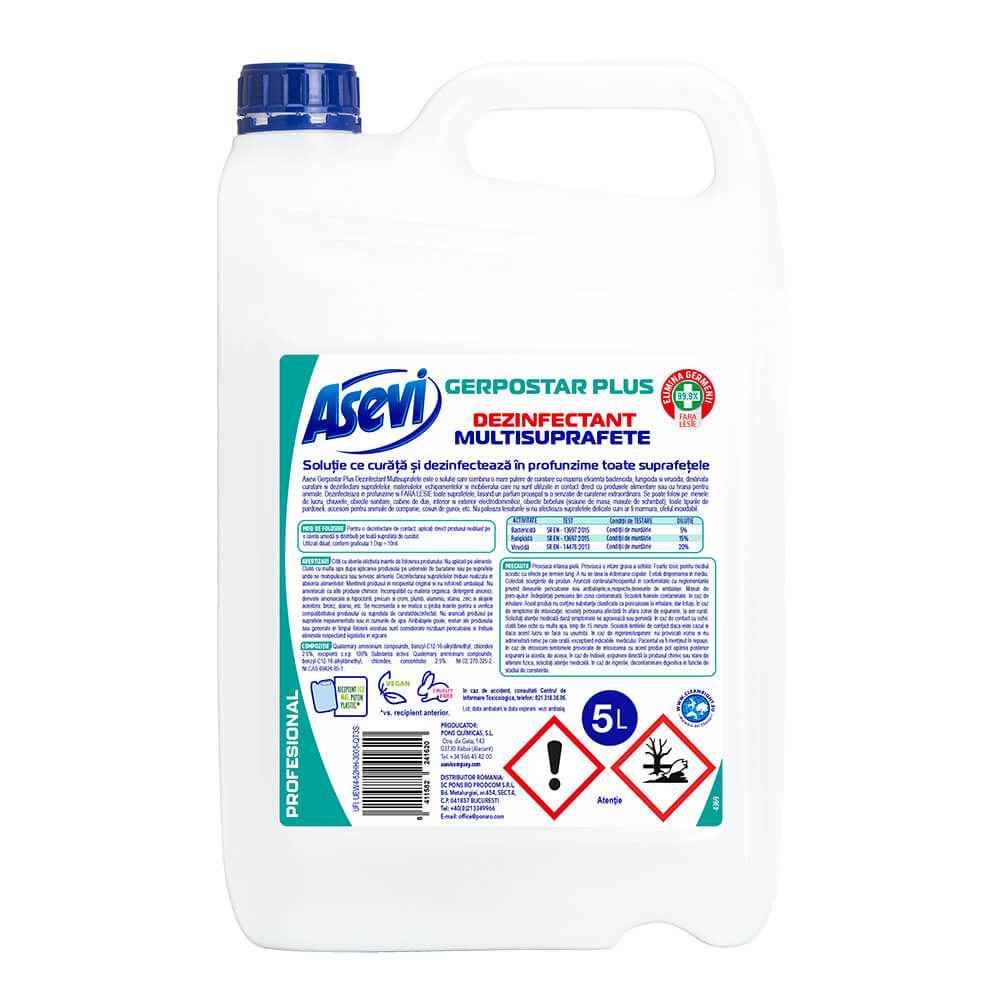 aplicație de masurat suprafete Detergent lichid dezinfectant universal pentru suprafete, parfum placut, 5 l, asevi gerpostar plus