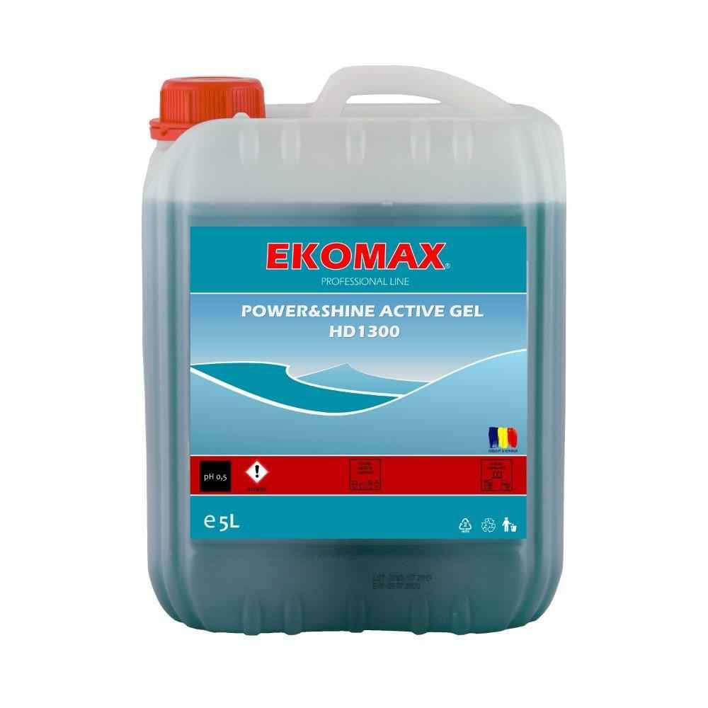 detergent vase 5l Detergent gresie, chiuvete, vase wc, cabine de dus, fresh, 5 l, ekomax power&shine active gel